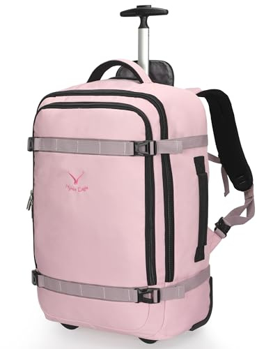 Hynes Eagle 42L Trolley Rucksack Reisetasche mit Rollen Handgepäck Handgepäckkoffer für Reisen und Business 17 Zoll 54x35x23cm mit Wasserflaschentasche