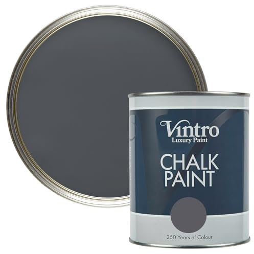 Vintro Paint - Chalk Paint for Furniture, Walls and Woodwork. Interior Use. Quick Dry. 1 Litre (Dark Grey - Wigeon Grey)