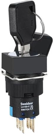 Interruttore a pulsante con manopola rotante a chiave da 16 mm, 2 o 3 posizioni, autobloccante, rotondo, quadrato, selettore, interruttore di alimentazione, 3/6 pin(Rectangular knob,1NO1NC 3PINS_3 POS