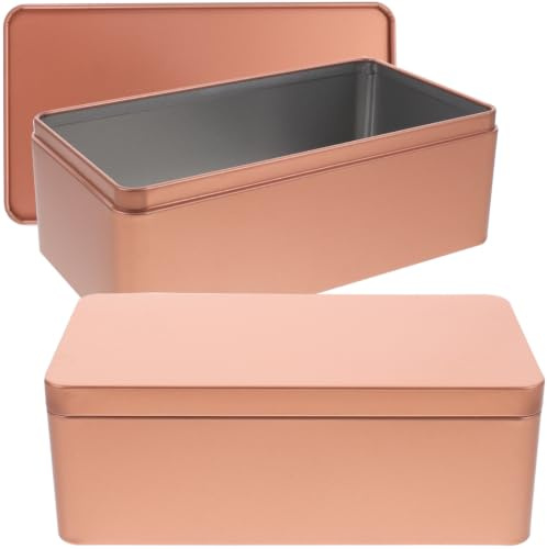 NOLITOY Blechdose 2 Stück Metall Dose Deckel Gold Rechteck Box Tee Kekse Geschenk Party Deko Fest Zubehoer Sicher Stark Design Pflege Dicht Leicht Top Ideal Set Werkzeug Retro Extra 18,00 cm