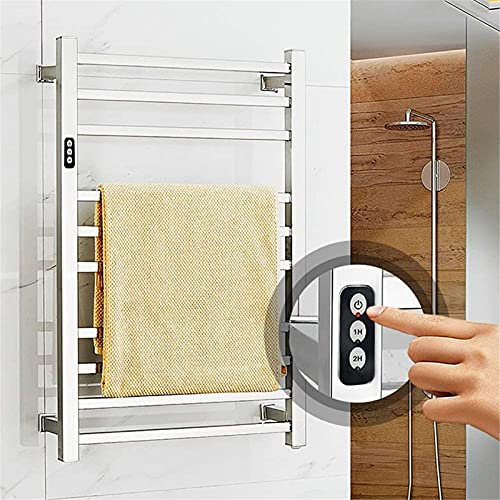 ZOUTACHENG Portasciugamani riscaldato Scaldasalviette Elettrico con Timer Incorporato Portasciugamani a Parete per Bagno Cablato e Plug-in Opzioni Cablaggio in Acciaio Inossidabile (Colore: Cablaggio