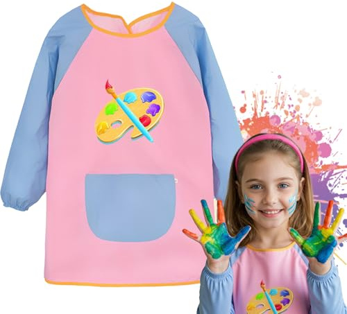 XSYKJGS Malschürze Kinder 2 Stück Schürze Kinder Schule, Verstellbare 6-10-12 Jahre Kochschürze Kinder