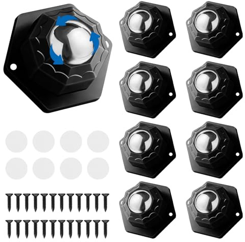 Tmefoy Set di 8 rotelle a sfera per mobili, rotelle per mobili piatte girevoli a 360°, autoadesive rotelle per mobili per carichi pesanti per mobili utensili da cucina elettrodomestici scatole di