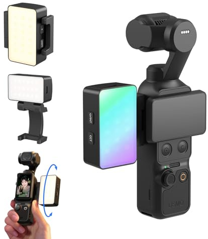 SMALLRIG RGBWW LED-Videoleuchte für DJI Osmo Pocket 4P/4/3, Videoleuchte mit 650mAh Akku, CCT & RGB Modus 2700K-6500K, 360° Einstellungen, für Selfie-Vlog-Aufnahmen, Content Creator Fotografen - 5745
