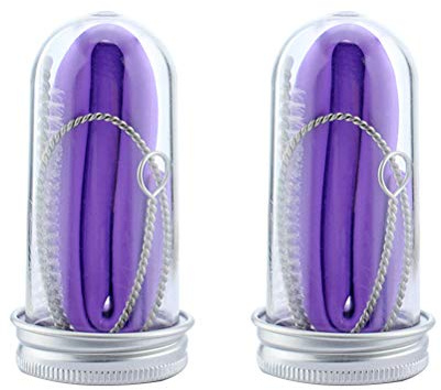 Beavorty Set 2 Pezzi Cannucce Pieghevoli in Silicone Riutilizzabile Viola con Spazzola Pulizia e Custodia Portatile per Bevande, Cocktail e Frullati, Ecologiche per Uso Domestico e Feste