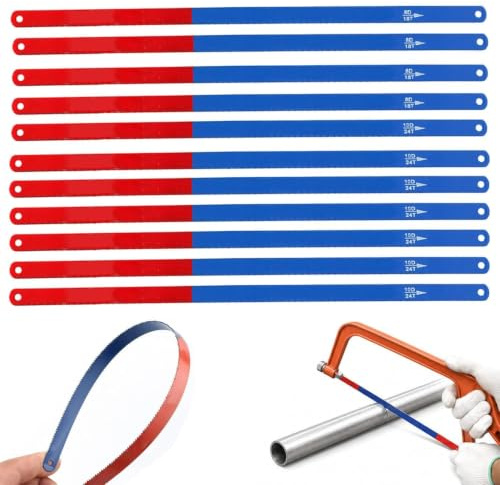 Livawnd 310mm Hacksaw Blades for Metal Cutting, 10PCS High Carbon Steel Replacement Blades with 18T & 24T, Universal Fit for Standard Hacksaw Frames