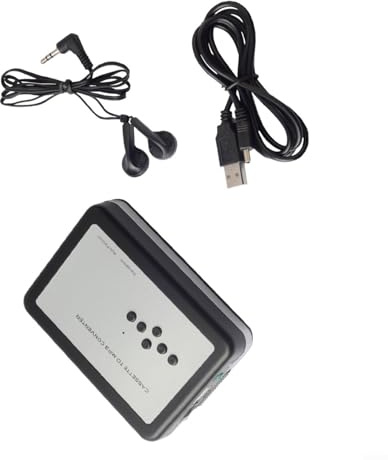 Cassette portátil a MP3 Cverter con captura USB, reproducción dividida automática o manual, reproductor de cinta compacto alimentado por USB o batería, diseño ligero blanco para digitalizar cintas