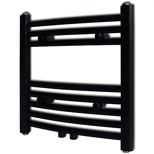 vidaXL Radiador toallero de baño Curvo Negro 480x480 mm