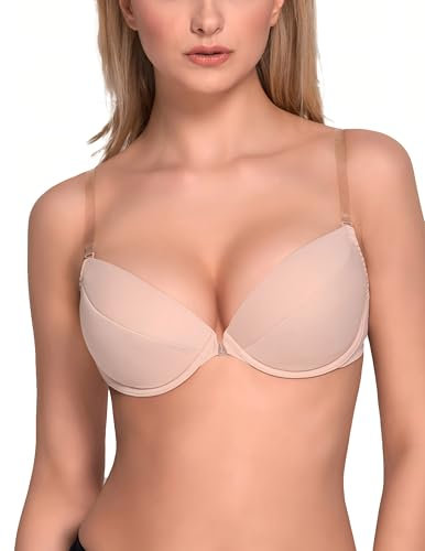 Vivisence Eve 1012 Elegante Reggiseno Push-Up Uniforme con Schiena Scoperta, Beige,3C