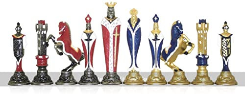 Italfama Renaissance Hand-Painted Metal Chess Pieces (5.5-inch King)