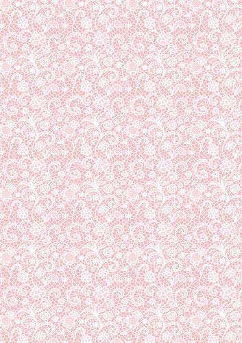 1 x A4 bedrucktes Blatt mit rosa Spitzen-Design, Dekoration, Zuckerguss-Blatt, Tapete, essbarer Tortenaufsatz, dekoriertes Blatt, perfekt für größere Kuchen