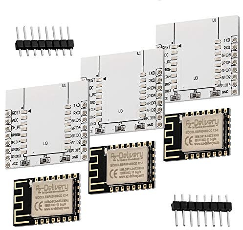 AZDelivery 3 x ESP8266 ESP-12F verbesserte Version zu ESP-12E WLAN WiFi Modul mit Adapter Board kompatibel mit Arduino inklusive E-Book!