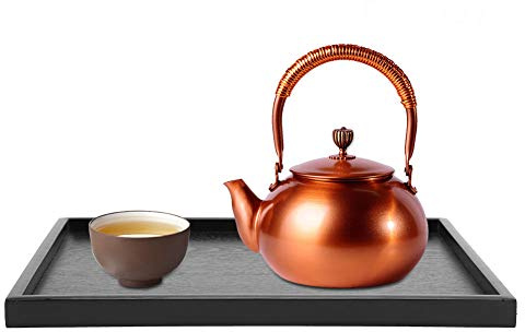 YOUTHINK Schwarz Holz Tee Tablett, Essen Serviertablett, Kuchenplatte Rechteckig, Deko Tablett, Hause Hotel Restaurant Serving Tray für Mahlzeiten für Kaffee, Snack, Speisen, Getränke (36 * 27cm)