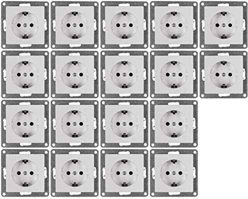MC POWER - 18er Pack Steckdosen | CUP | Wandsteckdosen weiß, poliert