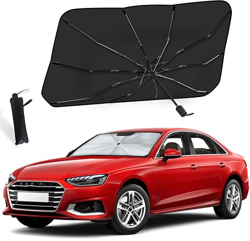 EcoNour Car Windshield Sun Shade | Foldable Car Umbrella Sun Shade | Windshield Cover Sunshade Blocks UV Rays | Sun Visor Protector | Automotive Interior Sun Protection Accessories (Medium 53 x 30)