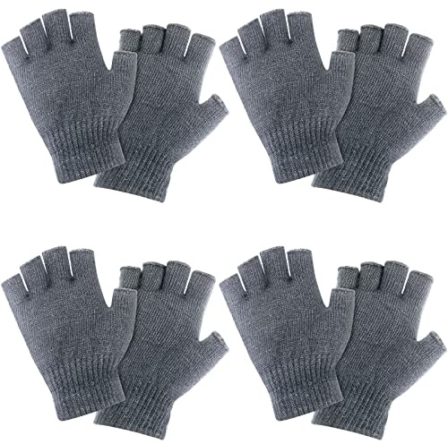 Geyoga Fingerlose Handschuhe 4 Paare Winter Gestrickte Thermo Handschuhe