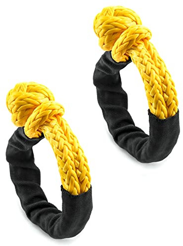 QWORK 2 Pezzo 12mm x 50cm grillo Morbido, 14T di Resistenza alla Rottura, Corda di Recupero con Manicotto per verricello attività all'aperto