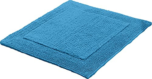 Erwin Müller WC-Vorlage, WC-Matte ohne Ausschnitt Uni Serie Stuttgart blau Größe 60x60 cm - extra dick, Wende-Design, 100% Baumwolle