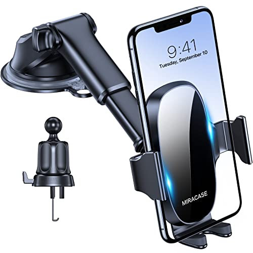 Miracase Handyhalterung Auto Universal [Starker Saugnapf und Metallhaken] kfz Handy Halterung lüftung Armaturenbrett Windschutzscheibe Handyhalter für iPhone Galaxy Alle Smartphones