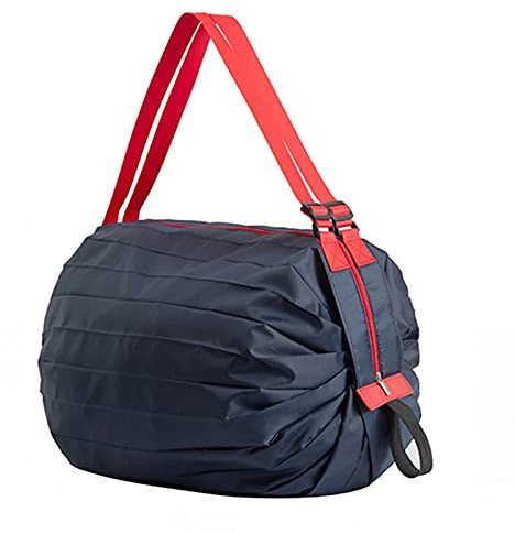 Portable Foldable Shopping Bag, Reusable Shopping Bag, Foldable Shopping Grocery Bag with Zip Sports Travel Shoulder Bag for Grocery Shopping Picnic Camping Gym (B)