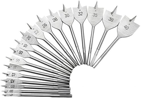 NUSHKI 7pcs 19/20/22/26/28/30/32mm Hand Tools Drill Bit Wood Boring Spade Flat Head Woodworking Spade Paddle Tool