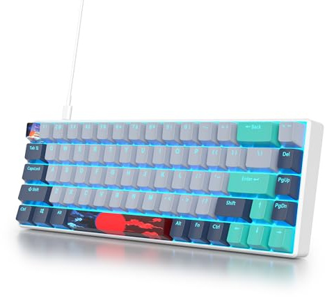 Owpkeenthy Tastiera meccanica da gioco 65% Hammerhead Shark con interruttore rosso RGB ultra compatta cablata 60% tastiera da gioco N-Key Rollover per PC Gamer Box PS