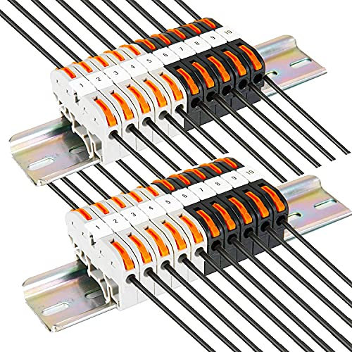 Oikabio DIN Kit morsettiera su binario, connettori universali compatti, barra di collegamento, marcatore, 28-12 AWG