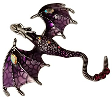 Eillwin Purple Dragon Brooch Pin - Fantasy Mythical Animal Lapel Badge | Shining Mystical Dragon Rhinestone Apparel Pin Decoration for Clothes for Men and Women