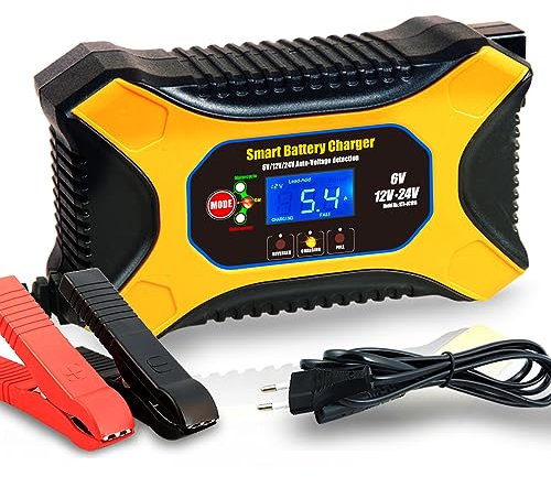 batterieladegerät 12V 24V 6A KFZ Batterieladegerät Auto Vollautomatisches Intelligentes Geeignet für Auto Motorrad