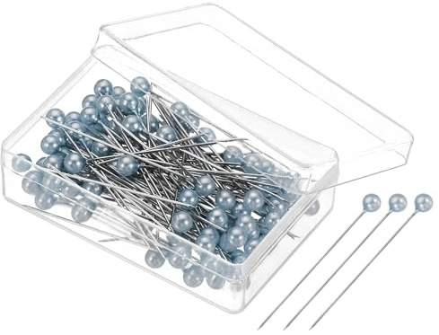PATIKIL 400 Stück Stecknadeln mit Kopf Groß, 38mm Nähnadeln Pins Nähen mit Plastik Perlenförmig für Stoff Dekorativ Schmuck Basteln und Nähen Projekt, Himmelblau