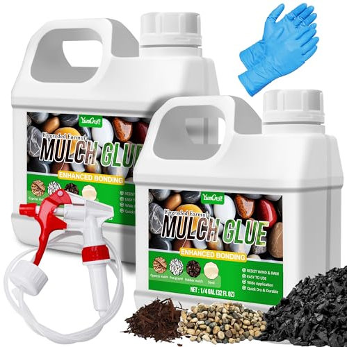 Kiesbinder - 2L Konzentrieren Mulchkleber Harzkieskleber mit Applikator zum Verkleben von Kies, Steinen, Rinde - Gebrauchsfertig Kieskleber Mulch Glue für Landschaftsbau, Gartenwegen, Rabatten