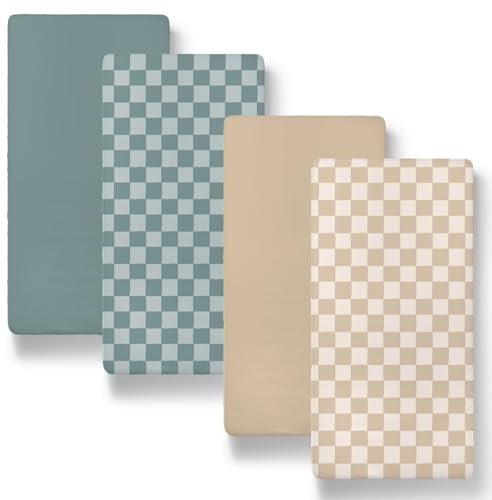 The Peanutshell Baby Organic Bassinet Sheets 4-Pack for Boy or Girl - Ultra Soft & Rectangle Unisex Baby Sheet, 100% Jersey Cotton, Fitted Covers for Crib, Halo Bassinet Mattress