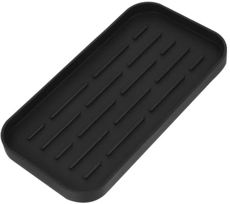 CIYODO Kitchen Dish Drying Mat Scrubber Raised Sponge Holder Food-Grade Silicone Draining Pad for Kitchen Sink Grain Design for Quick Drying and Neat Storage