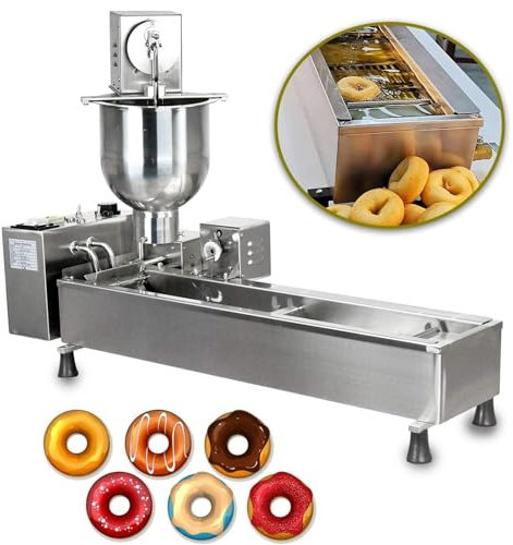 HYYKEJI Automatic Donut Making Machine, Single Row Auto Doughnut Maker, with 7L Hopper, 3 Sizes Molds, Easy Operation, for Bakery