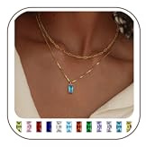 FIOROYAL 14K Gold Plated Birthstone Necklace for Women Girls 03M