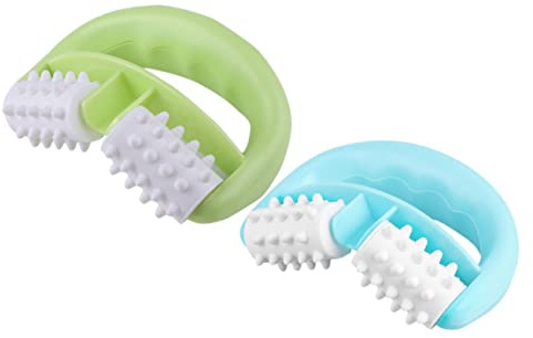 2 Stück Muskelroller Massagegerät für Körper und Nacken | Blau und Grün, Kunststoff mit Ergonomischem Design, für Indoor Einsatz nach Training