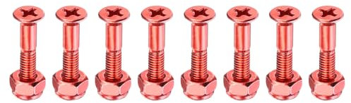 PATIKIL Skateboard Montage-Hardware 1, 8 Stücke Karbonstahl Skateboard Schrauben Bolzen & Muttern Flachkopf für Cruiser, Orange