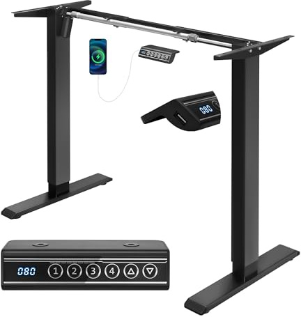 WOLTU Pied pour Bureau Assis Debout, Bureau Électrique, Noir