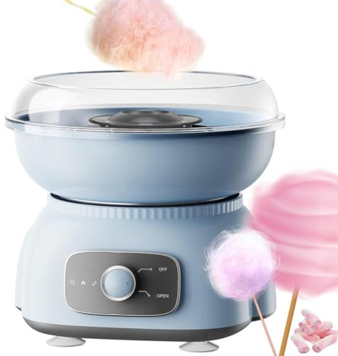 Electric Cotton Candy Maker, 500W Candy Floss Machine with Splash Prevention Bowl, Removable & Washable, Household Diy Candy Floss Maker for Gatherings Wedding Family Party blue