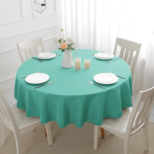 Romanstile Tischdecke Outdoor rund 120 cm Türkis Blau abwaschbar wasserabweisend klein Tischtuch Tablecloth Tischwäsche Deko für Geburtstag,Party,Garten,Frühling,Sommer,Terrasse,Balkon,Hochzeit,Oster