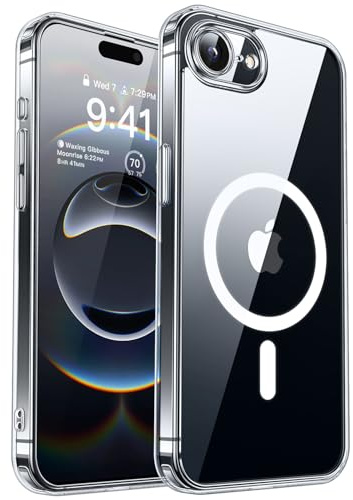 CANSHN Magnetic for iPhone 16e/iPhone 17e Case(6.1 Inch), Upgraded [Full Camera Protection] [Compatible with Magsafe] [Translucent Matte] Shockproof Protective Phone Case Cover - Clear
