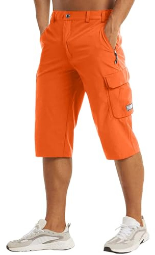Hanraz Herren Shorts, 3/4 Hose Herren Cargo Stretch Casual Dreiviertel Hose Cargo Shorts Kurz Mit Taschen Caprihose Baumwolle Sommer Kurze Hosen Outdoodr Sport Bermuda Shorts Sommerhose