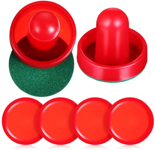 OHPHCALL Ice Hockey Replacement Pucks and Air Hockey Slider Pushers with Protective Pads for Table Game Accessories Smooth Glide for Family and Competitive Play