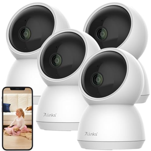7links 4er-Set WLAN-Überwachungskameras mit nativem 4K UHD, IR-LEDs, Pan/Tilt