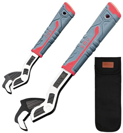 Polegas Universal Pipe Wrench,2 Pcs Self Locking Wrenchs, Multifunctional Heavy Duty Pipe Wrenches Set for Car,Home,Pipeline and Mechanic Repair (8in+12in)