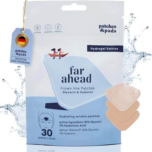 Patches & Pads Hydrogel Zornesfalte Pflaster mit Glycerin und Hyaluron 30 Stk. - Cooling Effekt - Hydrogel Maske Gesicht, Hydrogel Eye Patches - Gesichtsmaske Dermatologisch getestet