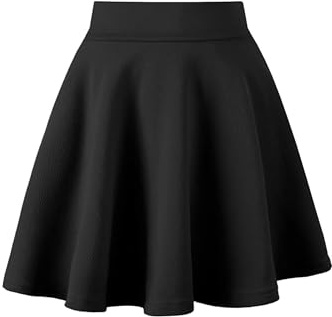 Avidlove Mini Jupe Femme Sexy Ligne A Taille Haute Courte Jupe Patineuse Élégante Plissée Extensible Basique Décontractée Tennis Noir XL