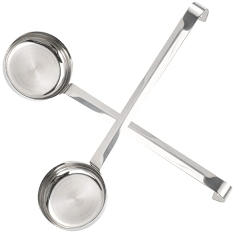 LIFKOME Cuillères à Sauce Pizza Inox Lot 2 Manche Long Cuillères Plates à Mesurer Louche Anti-fuite Ustensiles Professionnels Cuisine Restaurant Et Pâtisserie