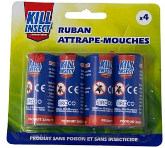 Packung mit 4 Fliegenfängern, selbstklebend, geruchlos, ohne Insektizide, einfach zu installieren, für Innen oder Außen