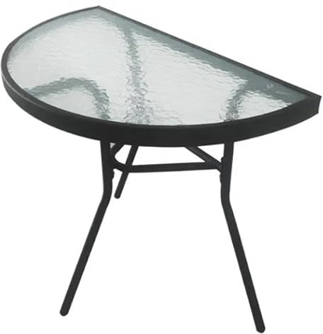 NMK HOME Halbrunder Balkontisch 70 × 40 cm Schwarz – platzsparender Wandtisch mit Sicherheitsglas – ideal für schmale Balkone & kleine Terrassen